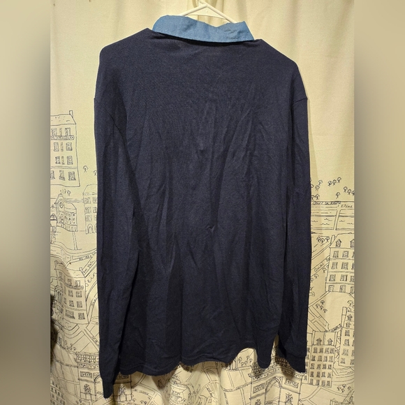 NWOT Men's Ghyugr Two Tone Blue Long Sleeve Polo With Pocket Size Large - Picture 8 of 8
